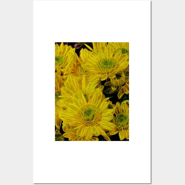 glowing daisy flower fantasy in yellow gold Wall Art by mister-john